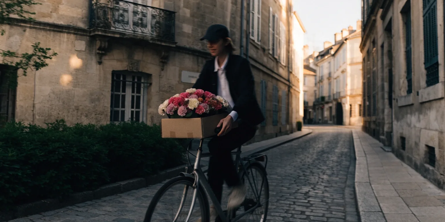 Tournée de livraison de fleurs au crépuscule